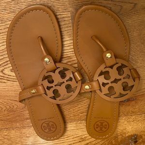 Tory Burch Miller Sandal, Brown Leather